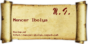 Mencer Ibolya névjegykártya